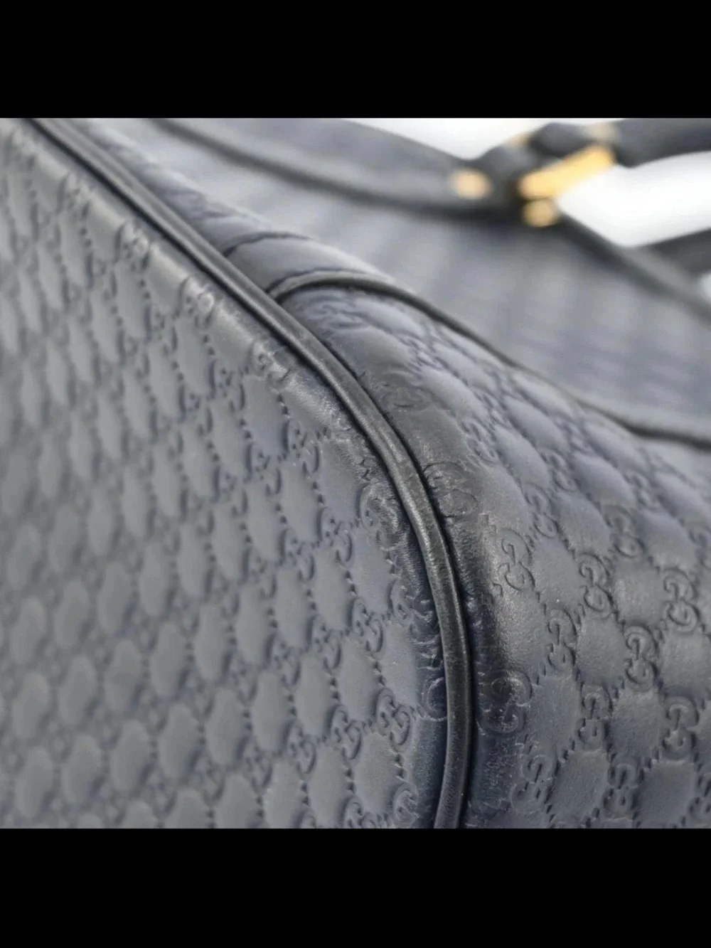 Gucci Navy and Black Embossed GG Dome Satchel
